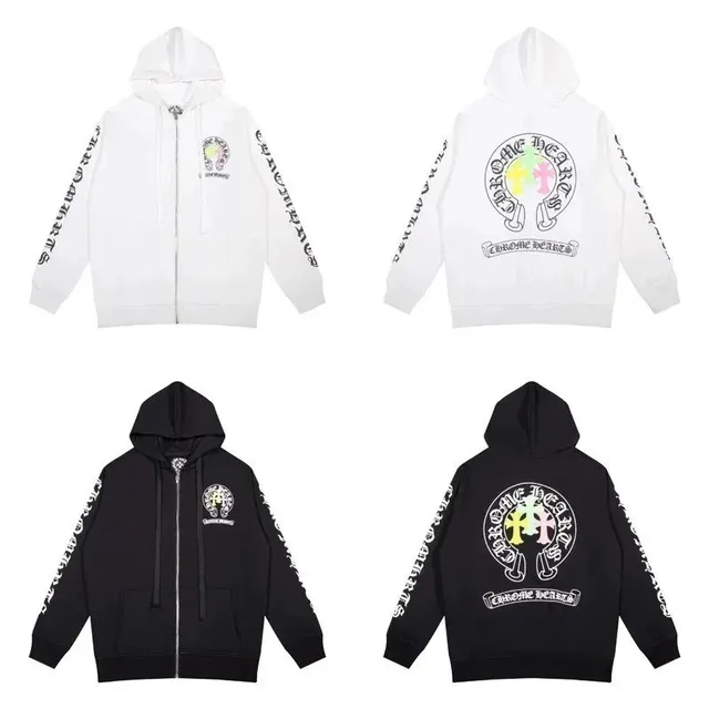Chrome Hearts Zip-Up Hoodie Cross Logo Sleeve Print