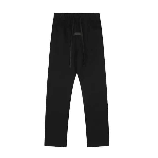 Black flocking straight leg pants