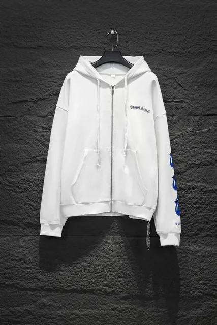 Chrome Hearts Zip-Up Hoodie Blue Logo Sleeve