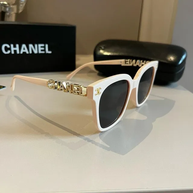 Chanel Sunglasses Crystal-Embellished Logo Temples
