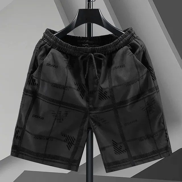 Emporio Armani Logo-Print Shorts Grid Pattern