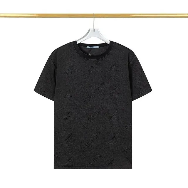 Prada Logo-Embossed T-Shirt All-Over Triangle Logo