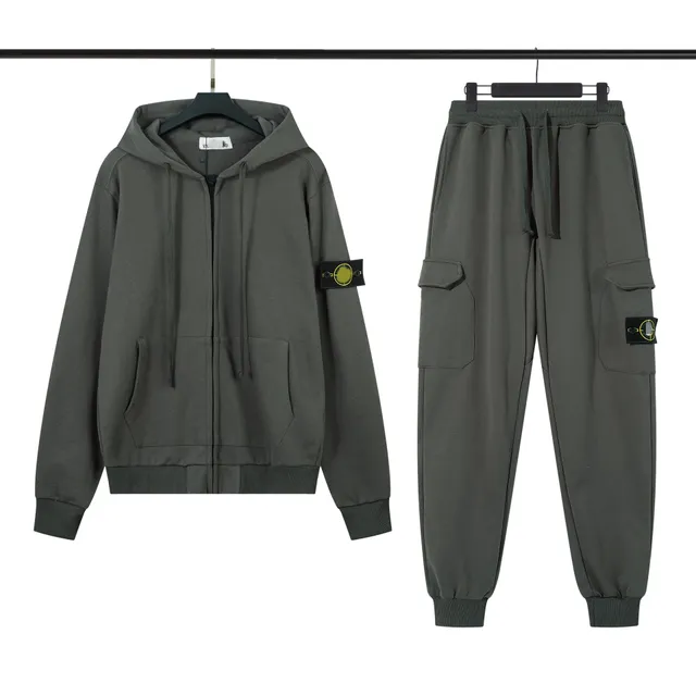 Stone Island Hoodie and Joggers Set Olive Grey