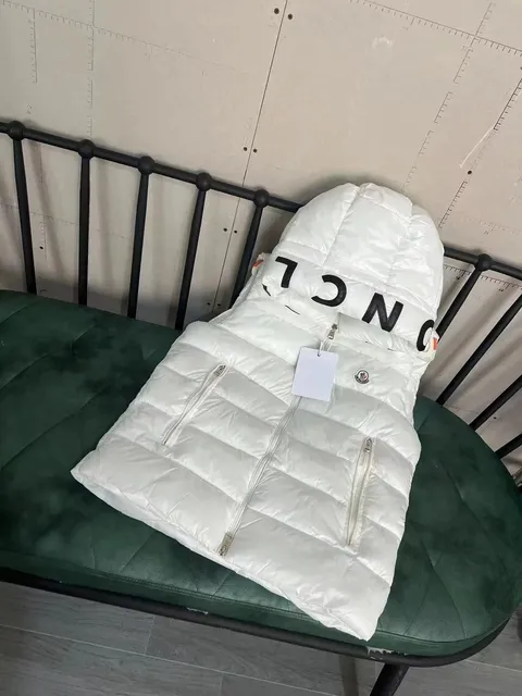 Moncler Quilted Hooded Vest Logo Hood