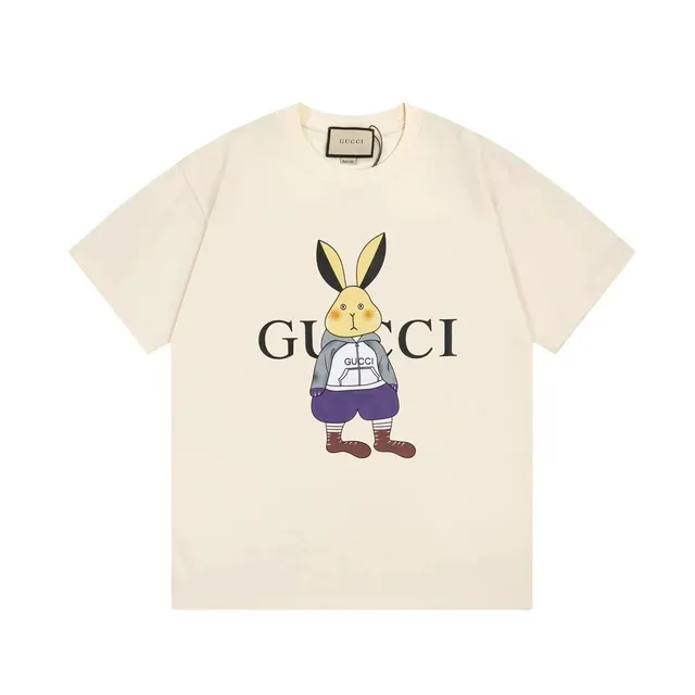 Gucci Rabbit Graphic Tee Illustrated Rabbit Print