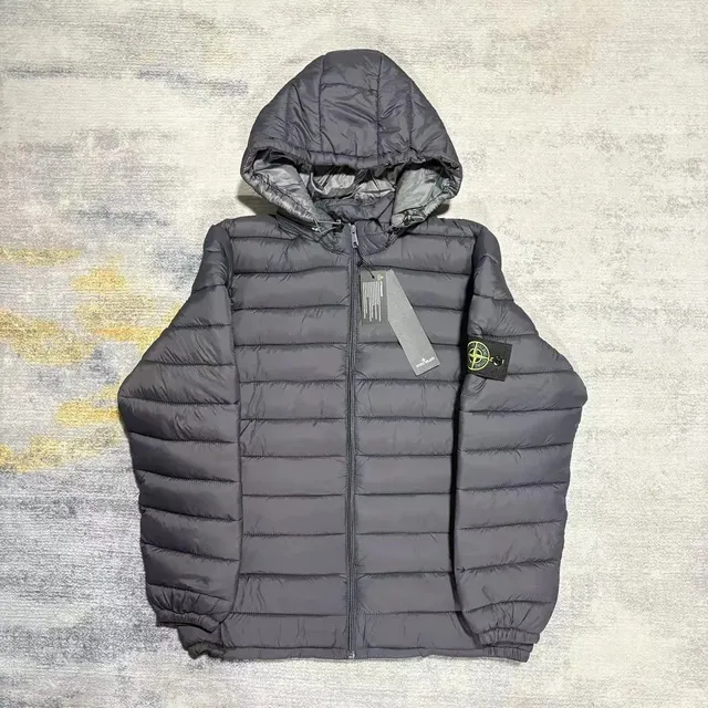 Stone Island Quilted Hooded Jacket Reflective Logo Patch