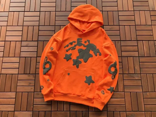 Sp5der Hooded Sweatshirt Star & Logo Appliqué
