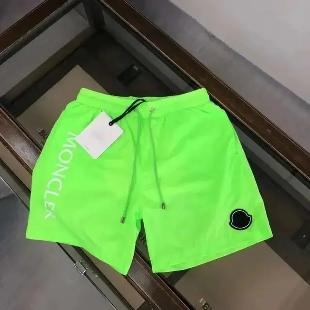 Moncler Logo Swim Shorts Neon Green