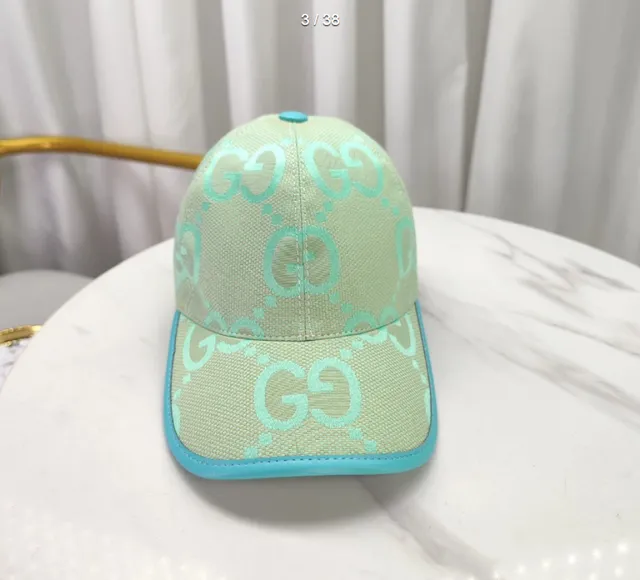 Gucci GG Logo Cap Mint Green with Turquoise Trim