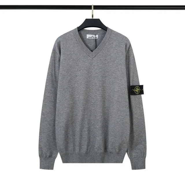 Stone Island V-Neck Sweater Melange Grey