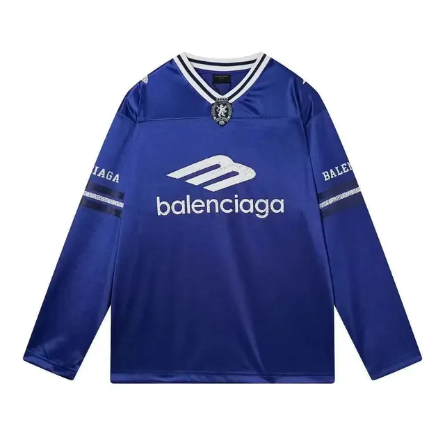 Balenciaga V-Neck Jersey Logo Print