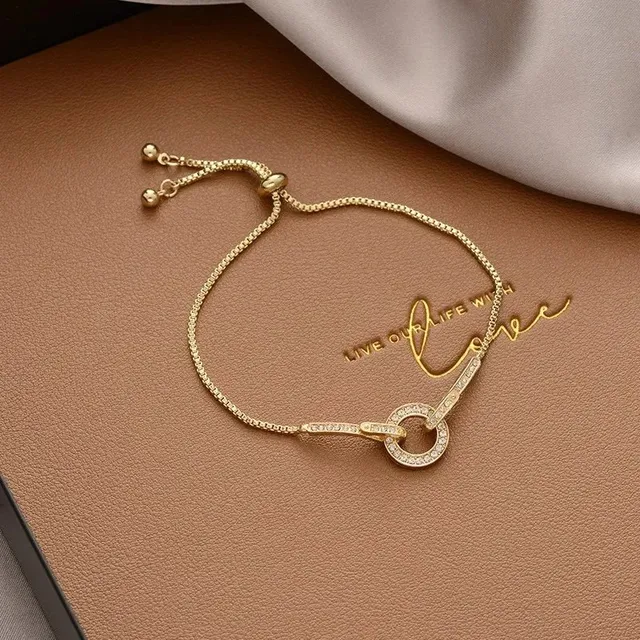 Adjustable Chain Bracelet Crystal-Embellished