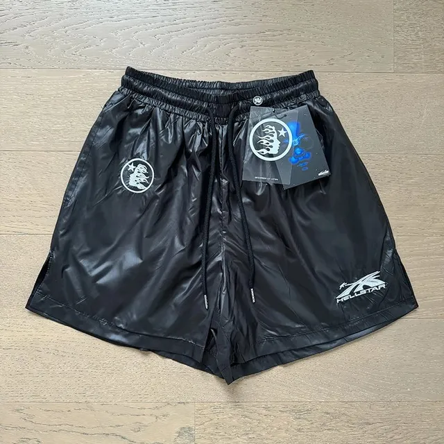 Hellstar Logo Shorts Glossy Black