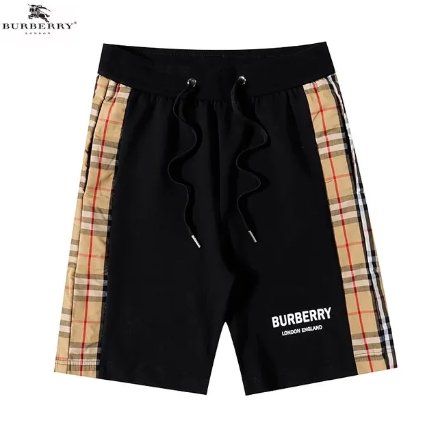 Burberry Logo-Print Shorts Check Stripe Side Panel