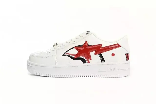 BAPE Shark Low White Red Shark