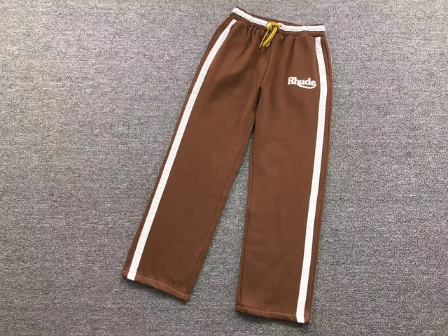 Rhude Track Pants Brown with White Stripe