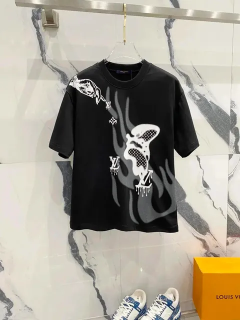 Louis Vuitton Graphic T-Shirt Flame Print with LV Motif