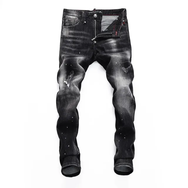Philipp Plein Distressed Jeans Paint-Splatter Wash