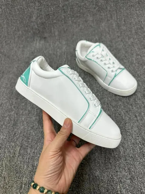 Christian Louboutin Louis Junior White with Mint Green Trim