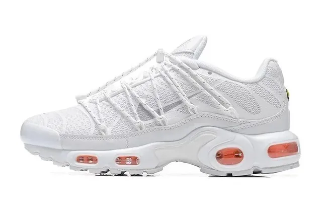 Nike Air Max Plus Triple White with Orange Air Units