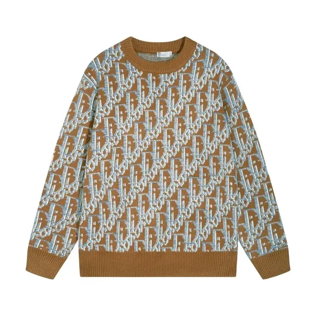 Dior Oblique Knit Sweater Brown and White Oblique Logo