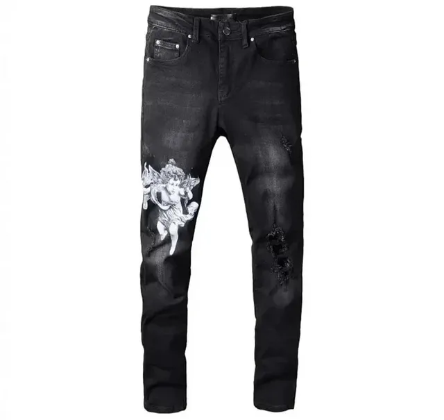 Balenciaga Distressed Jeans Angel Print