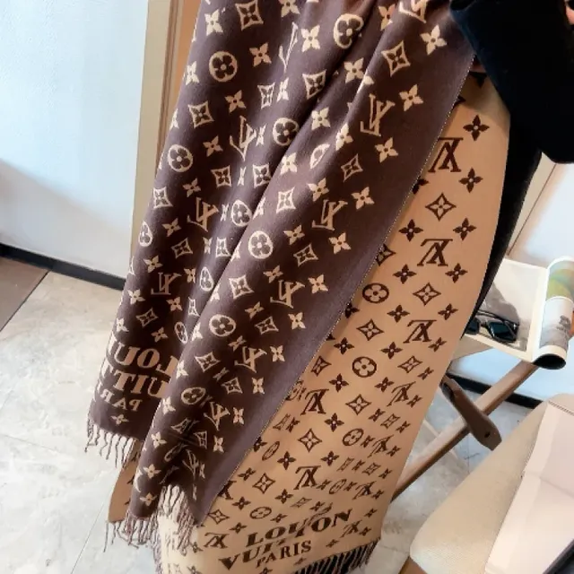 Louis Vuitton Monogram Shawl Classic Brown Beige