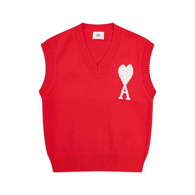 AMI Paris V-Neck Vest Heart Logo