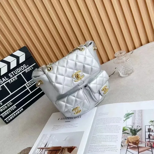 Chanel Classic Flap Bag Quilted Silver Leather
