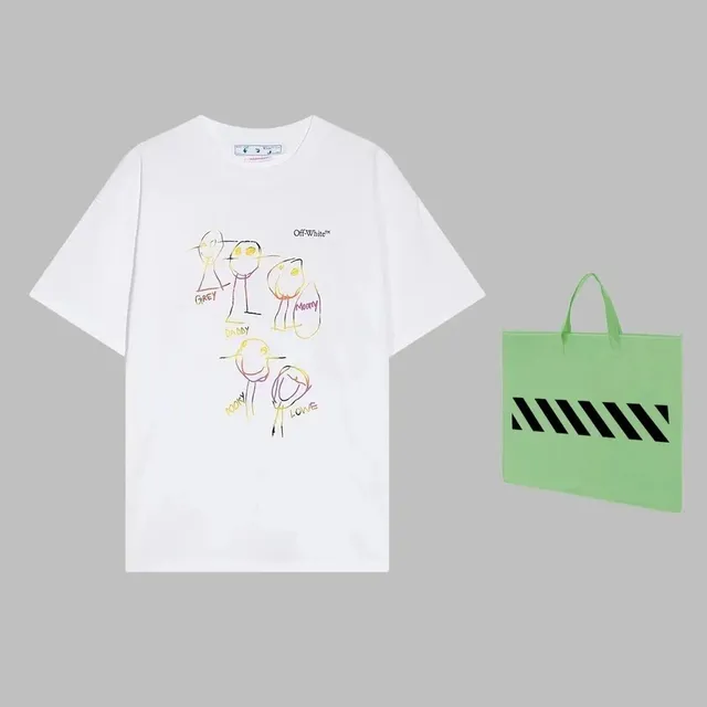 Off-White T-Shirt Family Sketch Print