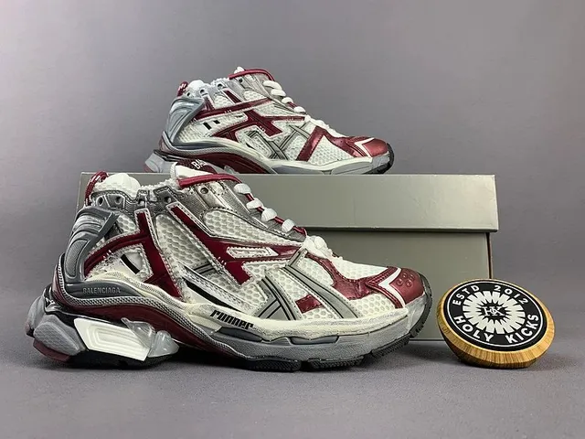 Balenciaga Triple S Maroon and Silver