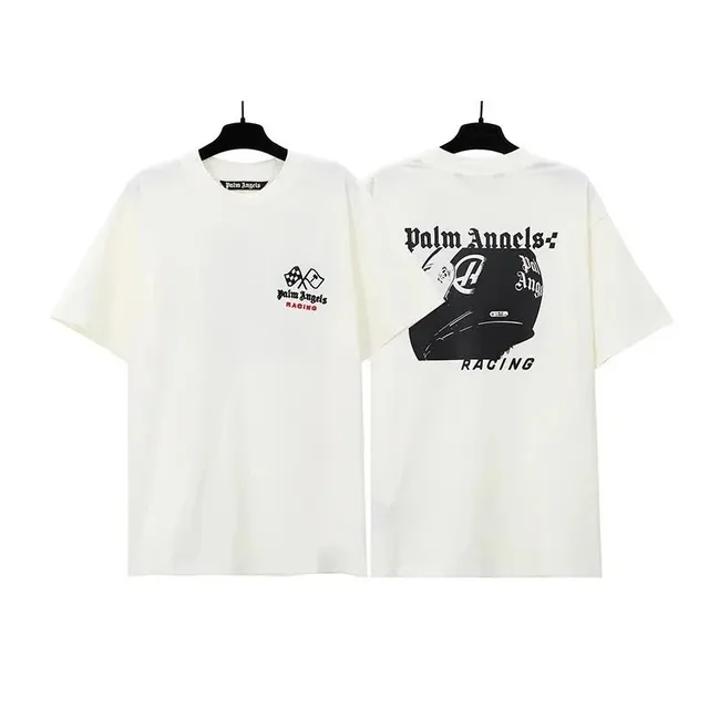 Palm Angels Racing Graphic Tee Helmet Print