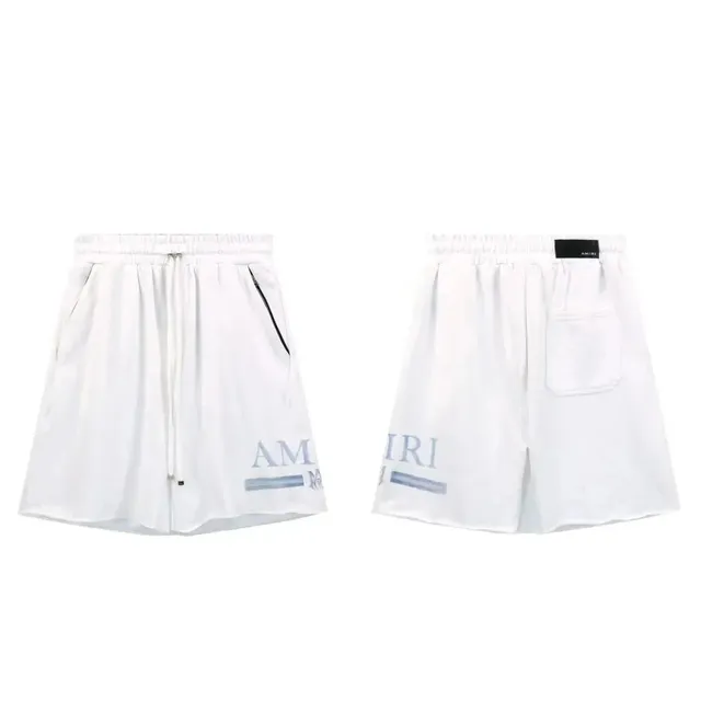 Amiri Logo Shorts White with Blue Logo