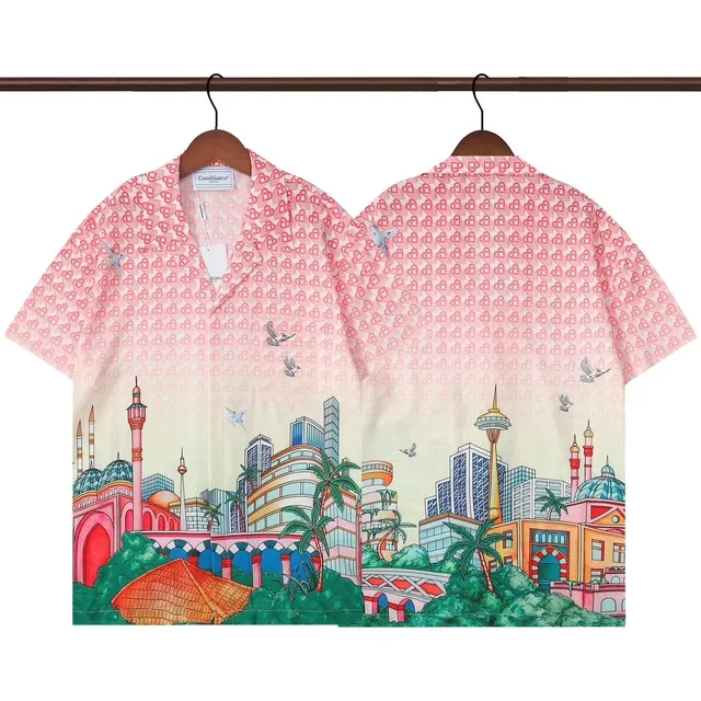 Casablanca Short-Sleeve Shirt Cityscape Print