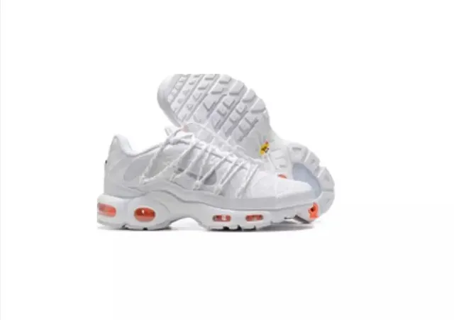 Nike Air Max Plus Triple White with Orange Air Units
