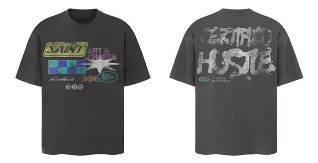 Saint Laurent Graphic T-Shirt Certified Hustle Print
