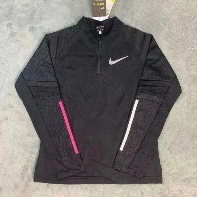 Nike Tech Fleece Half-Zip Black with Pink and White Reflective Stripes