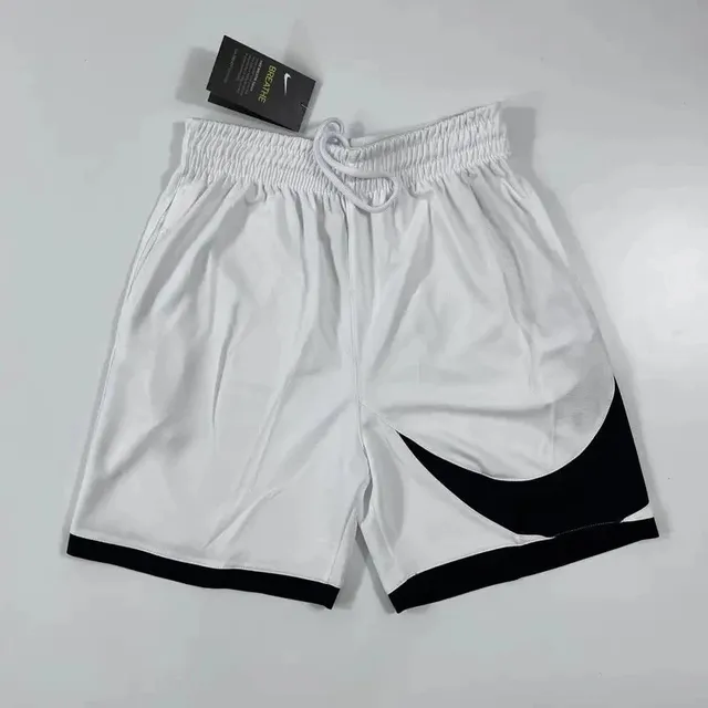 Nike Basketball Shorts White with Black Swoosh Panel