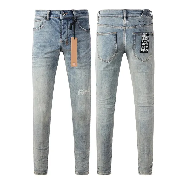 Ksubi Slim Fit Jeans Washed Light Blue with Graffiti Print
