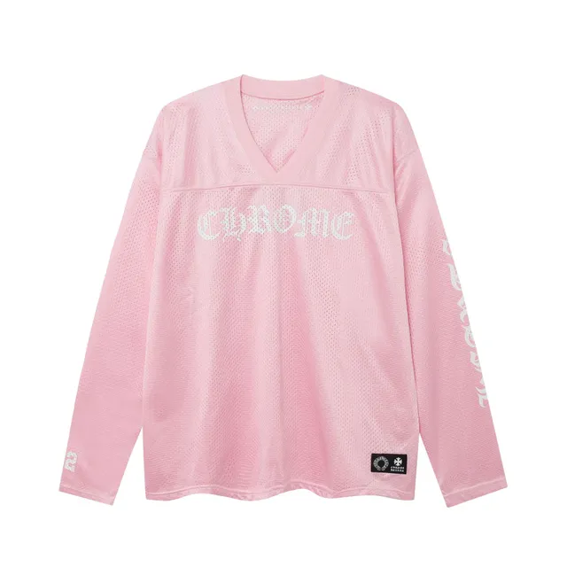Ice hockey jersey with pink long sleeves
