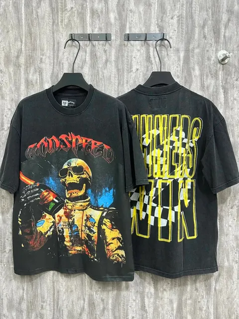 Godspeed Graphic Tee Racer Skull Print