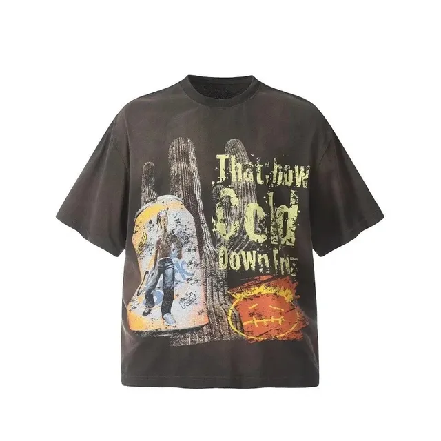 Travis Scott Graphic Tee That How Cold Down Fire Print