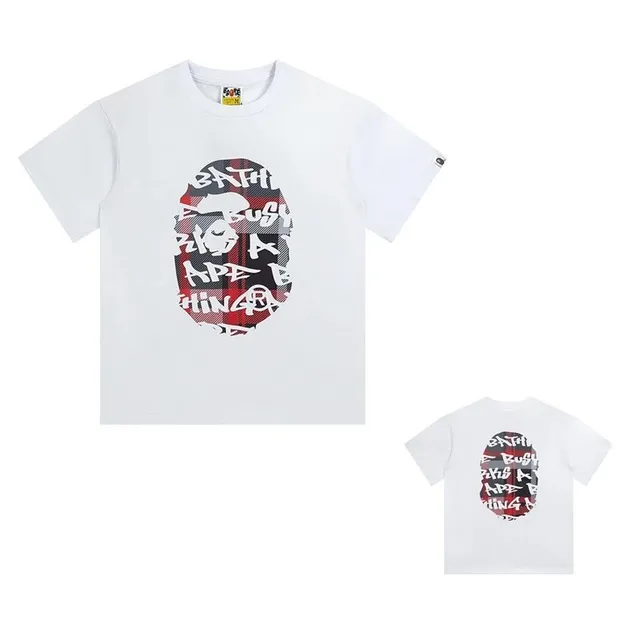 BAPE Shark Tee Plaid Ape Head Print