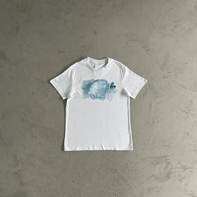 Graphic T-Shirt Blue Abstract Print