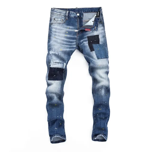 Dsquared2 Distressed Patchwork Jeans Paint Splatter & Repair Patches