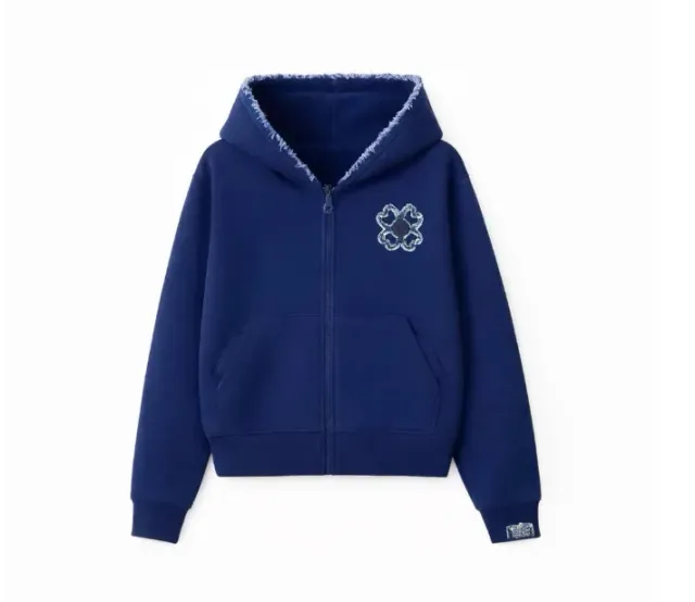 Balenciaga Zip-Up Hoodie Four-Leaf Clover Embroidery