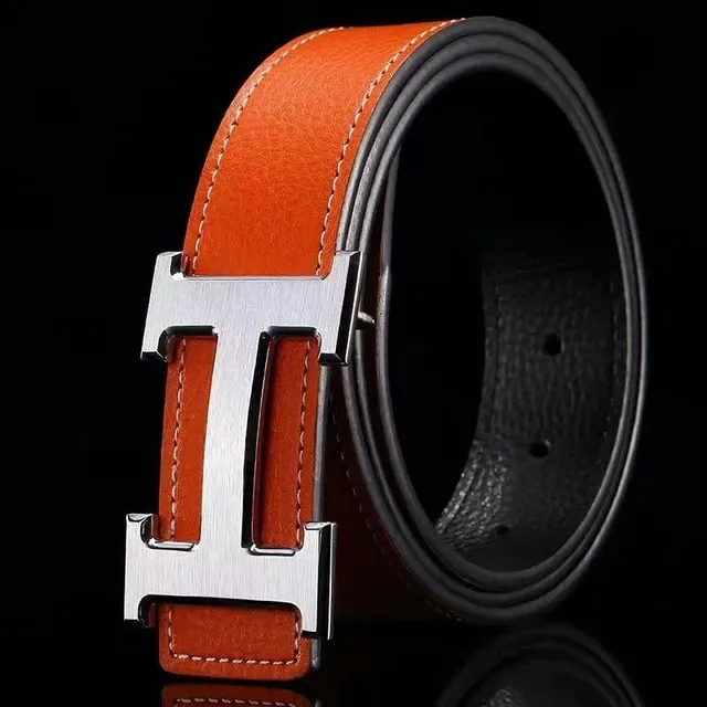 Hermès H-Buckle Belt Orange and Black