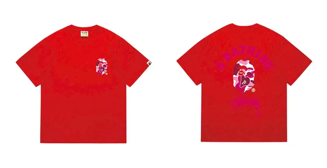 BAPE × Stüssy Cotton Tee A Bathing Ape x Stussy Camo