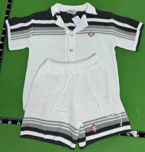 Casablanca Knit Polo and Shorts Set Striped
