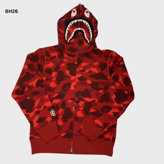 Bh26 - Bp Color Camo Shark Full Zip Hoodie (Ss22) Red